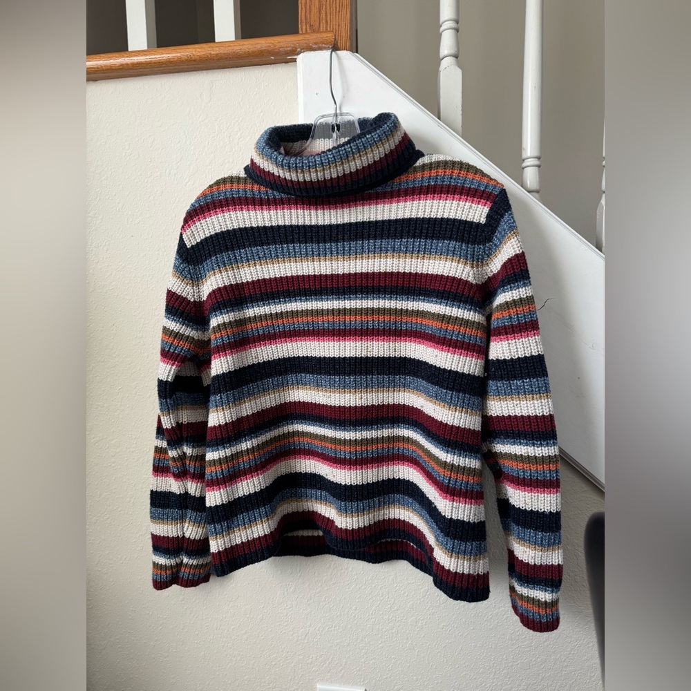 90’s Vintage Liz Claiborne Striped Turtleneck Sweater - Petite Medium